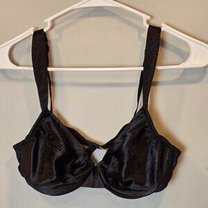 Vintage Victorias Secret Bra 38B Black Satin Unlined